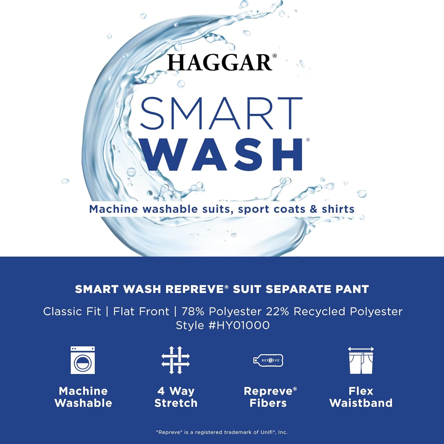 Haggar Mens Smart Wash with Repreve Classic Fit Flat Front Suit Separates Pant - Image 6