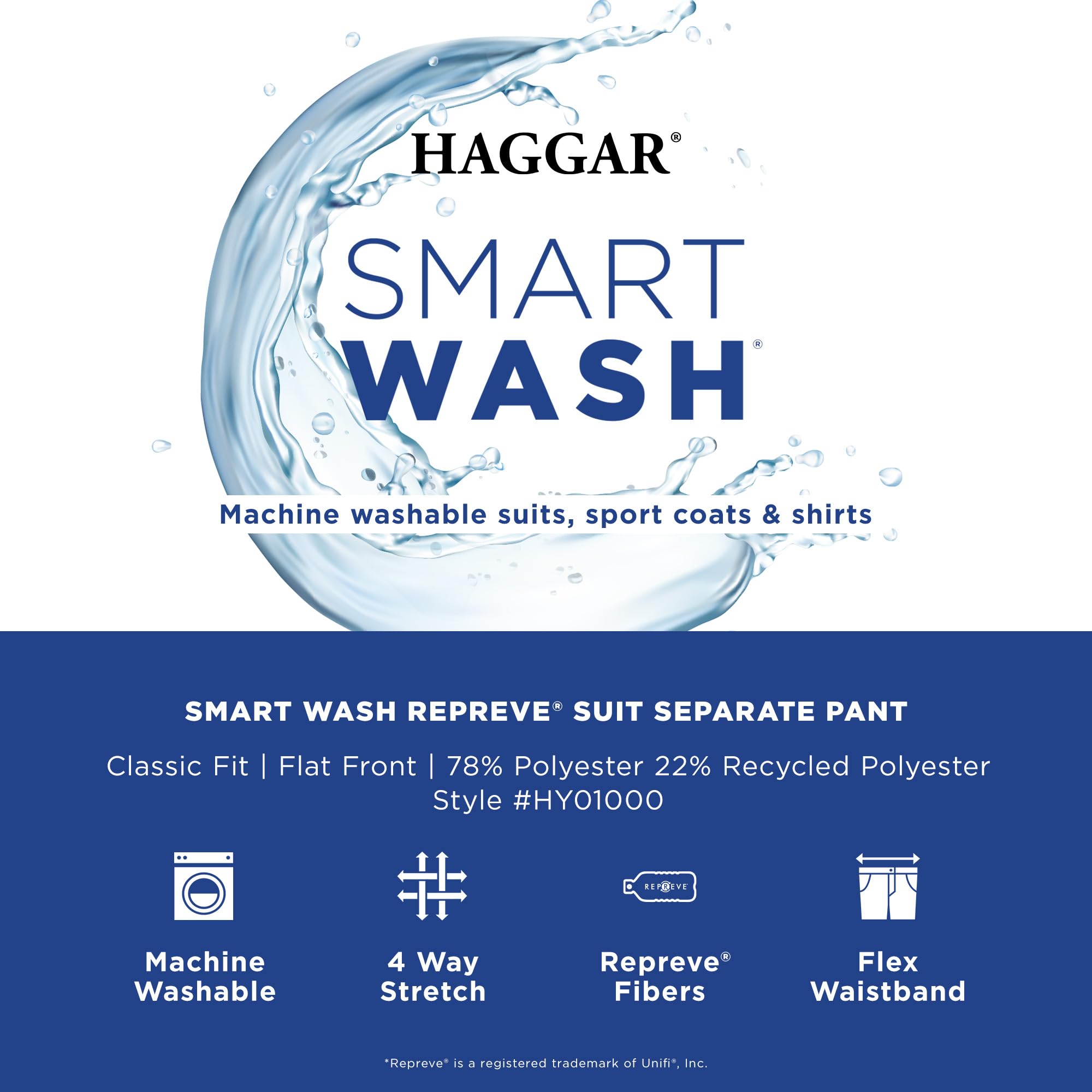 Haggar Męski Smart Wash Premium Stretch Classic Fit Regularny i Duży i Wysoki Garnitur Oddzielne (Spodnie i Kurtki), Północ, 38W / 30L