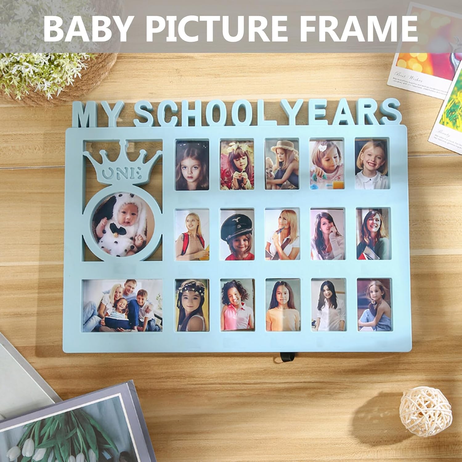 Beavorty Kids School Years Picture Frame Plastic Display for Baby Photos