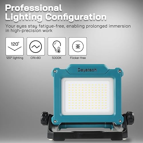 Miniatura 7 de Luz de trabajo LED inalámbrica compatible con batería Makita de 18-20 V, base magnética para debajo del capó, 4000 lm 25 W brillo ajustable, sin