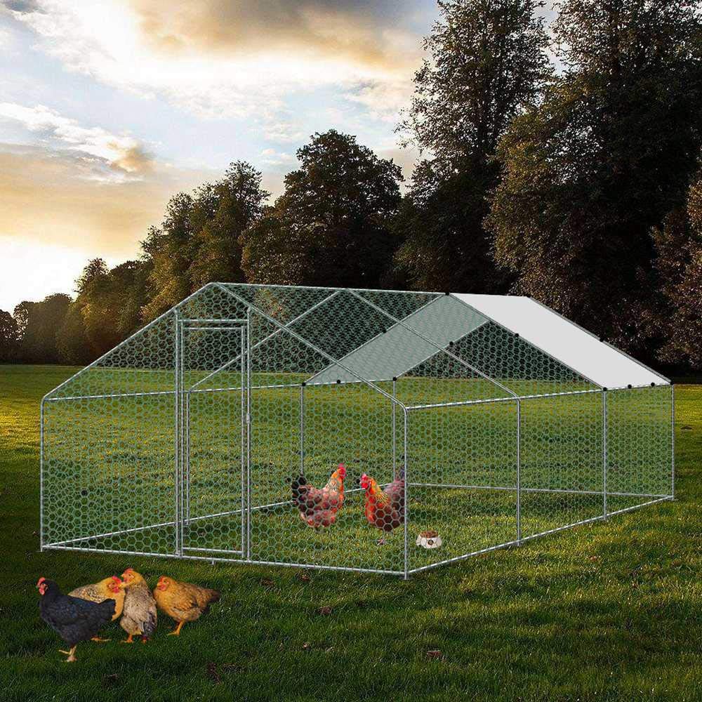 Large Chicken Coop Walkin Metal Poultry Cage House Rabbits Habitat