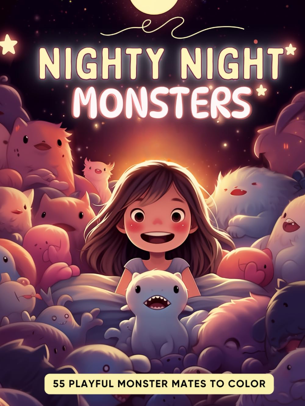 Nighty Night, Monsters: 55 Adorable Monsters Coloring Activity Book, for Toddlers and Kids Ages 3+