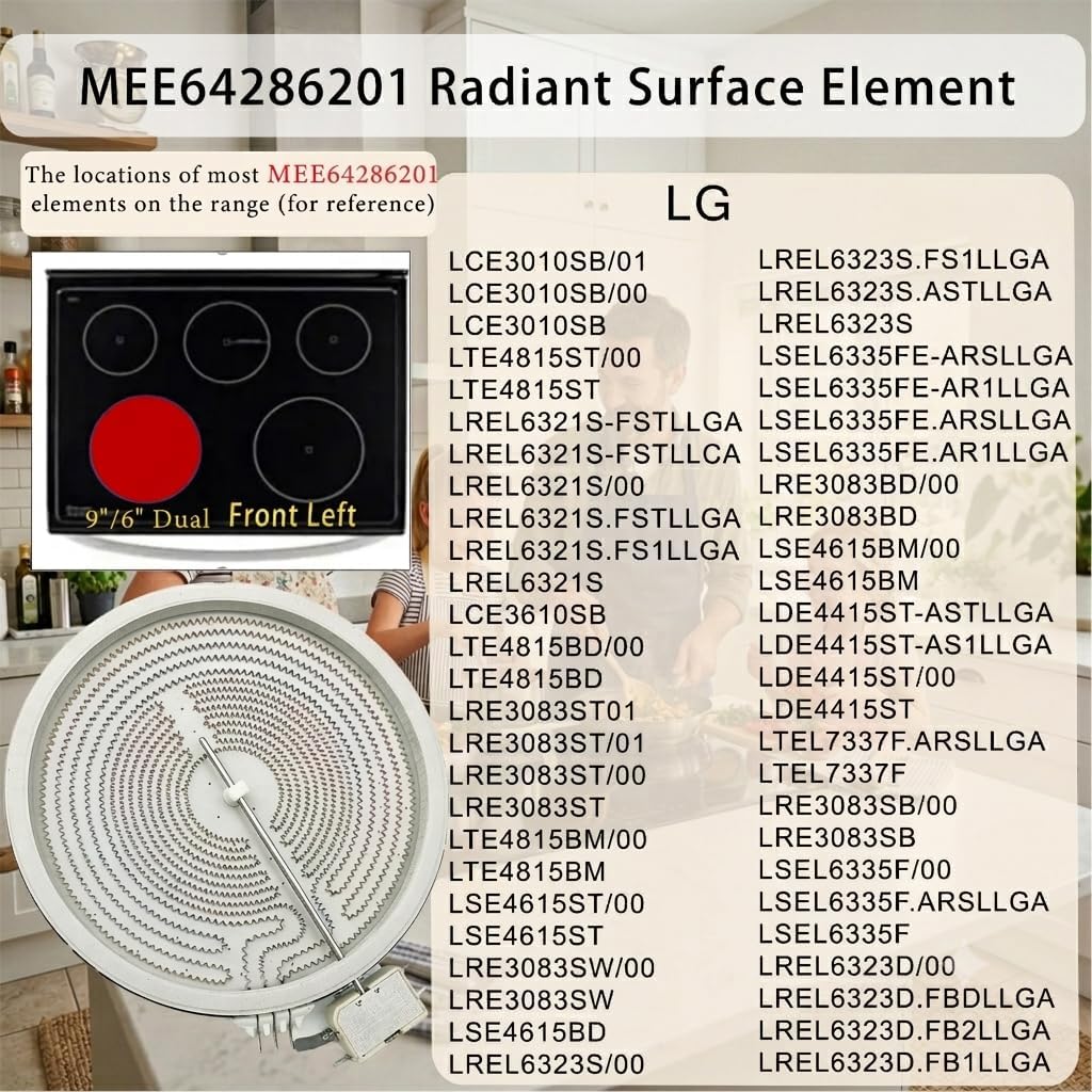 STELPART 9/6″ MEE64286201 Front Left Dual Radiant Surface Element for LG