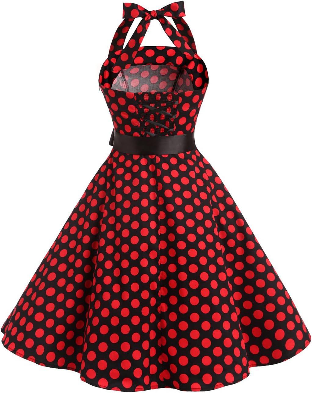 Vintage Dress for Women 1950s Halter Retro Cocktail Dresses Audrey Hepburn Style Rockabilly Swing Dress - Image 4