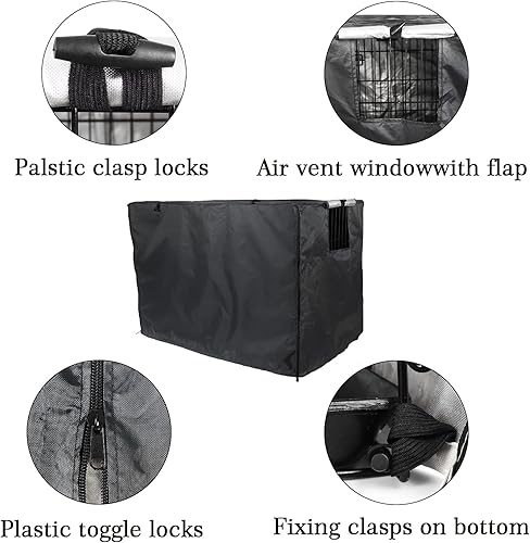 Miniatura 10 de Funda para jaula de perro de 36 pulgadas, puerta doble, perrera para interiores, impermeable, con ventana de ventilación de aire, para interiores y