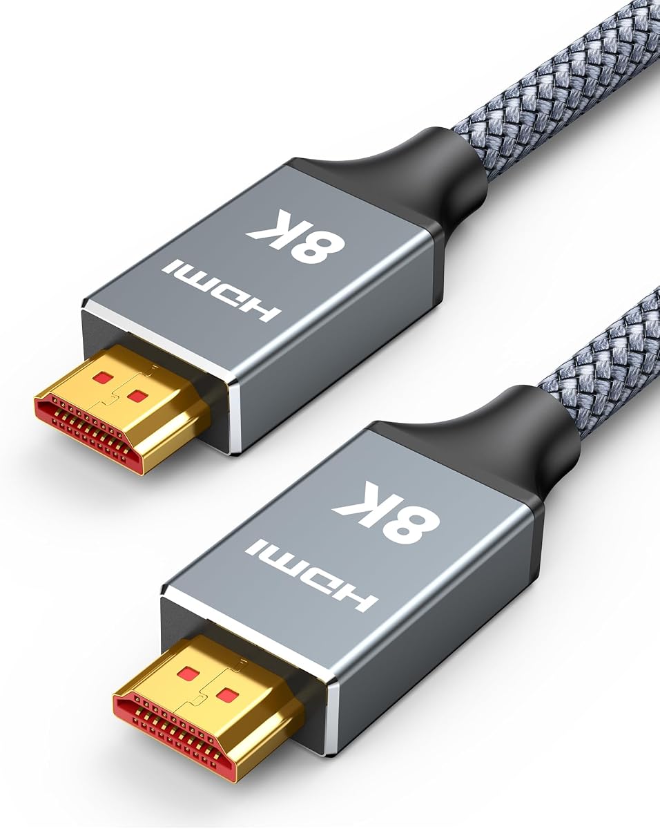 Capshi 50ft 8K 4K@120Hz HDMI Cable 2.1, Fiber Optic 48Gbps High Speed Cord | for PS5/4, TV, Gaming Console, Monitor, 8K@60Hz, 2K@240Hz, 144Hz, Support HDR, eARC, DTS:X, HDCP 2.2 & 2.3, Braided