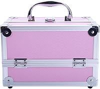 Vista 1 de Karl home Estuche de tren de maquillaje, organizador de cosméticos portátil, gran capacidad de almacenamiento con bloqueo de espejo para artistas