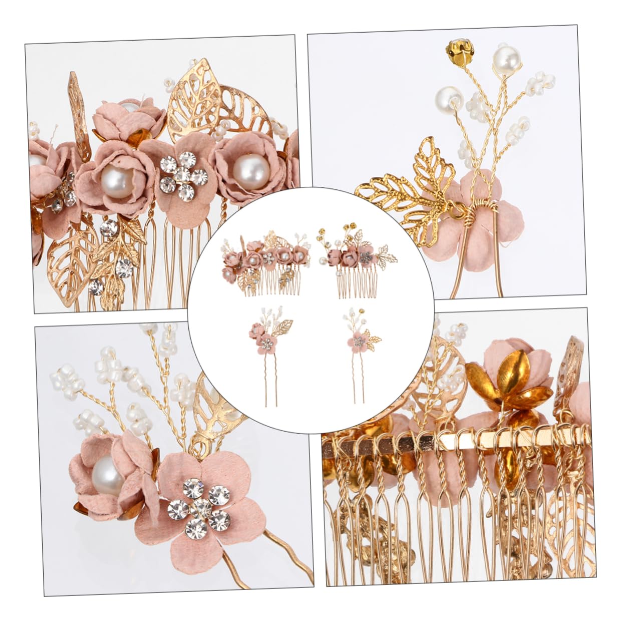 MAGICLULU 8 Stk Blumenkamm-haarnadel-set Haarnadeln Hochzeitshaarspangen Für Bräute Blumendekor Blumenkopfschmuck Haar Klammern Hochzeit Haarkamm Rosa Koreanisch Braut Plastik Einstellen