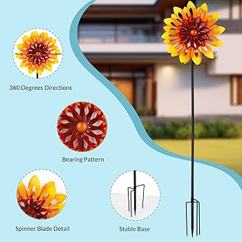 Amazon.com: Sunflower Wind Spinners, 360 Degrees Swivel