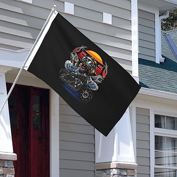 Double Sided Cool Motorcycle Flag 3x5 FT Outdoor Flags Banners Durable Patio Indoor Decorative Flags Home Party Welcome Flag 3by5 Flag