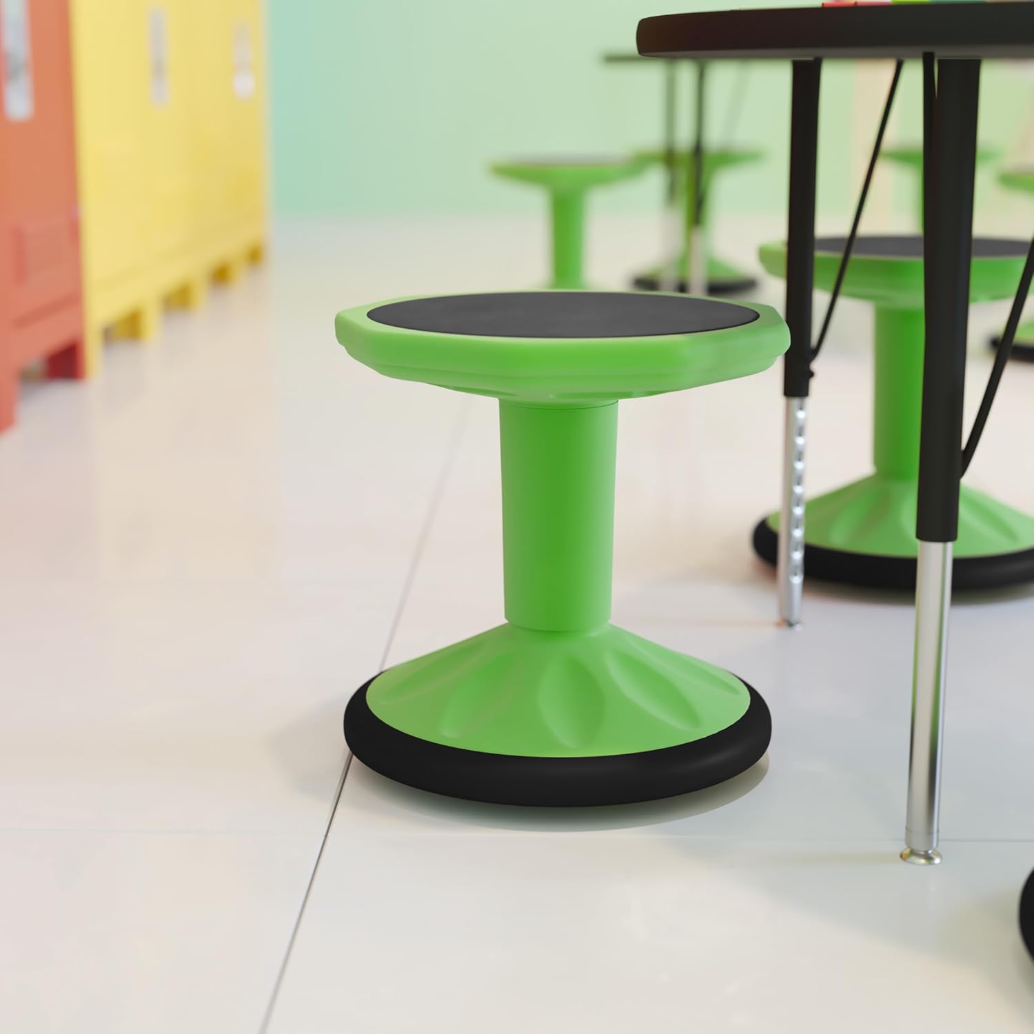 Flash Furniture Kids 14 in Stool with Non-Skid Bottom, Green | For Classroom And Home, Fixed Height, Flexible