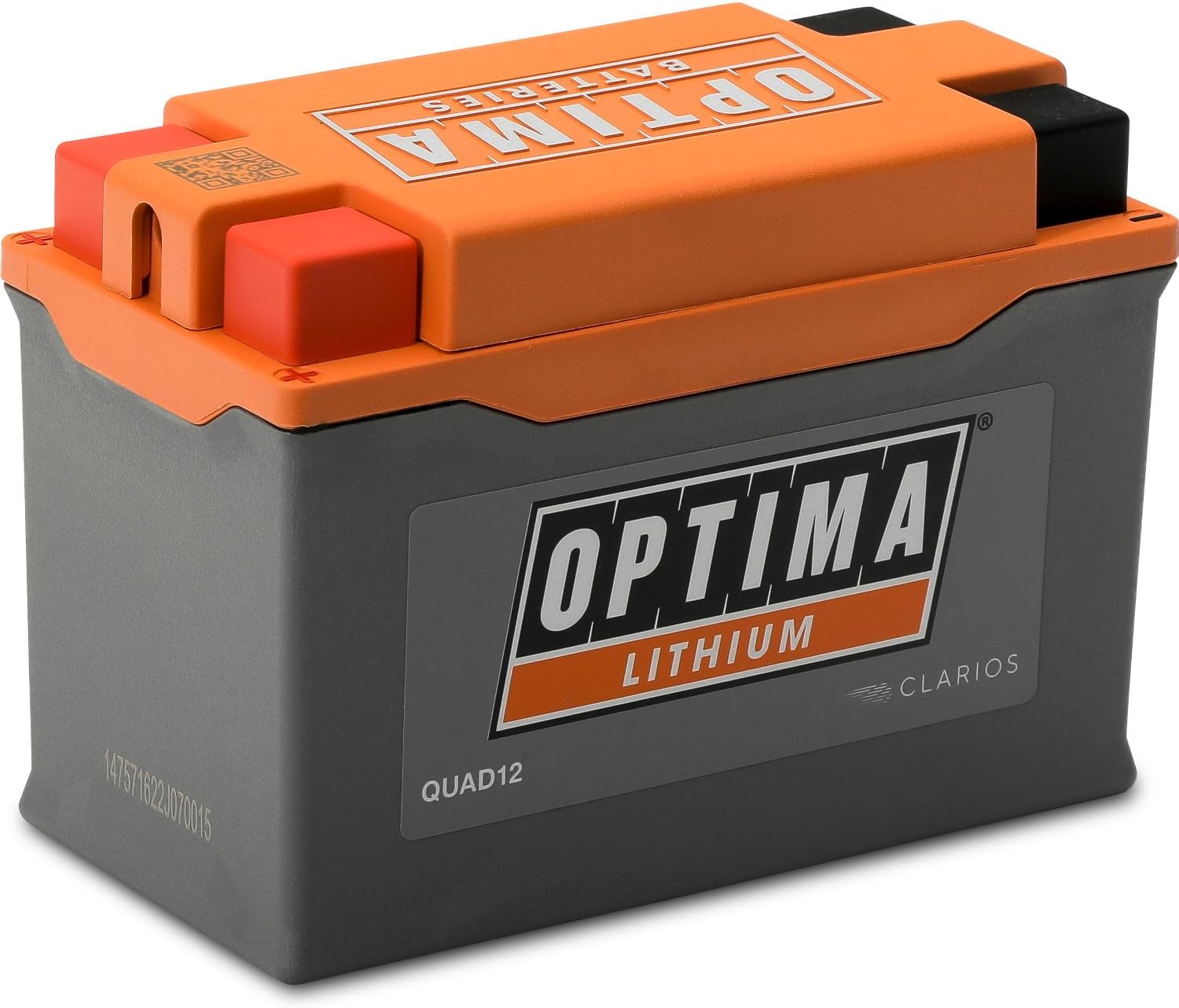 มุม view of OPTIMA QUAD12 ORANGETOP Lithium Battery showing QUAD12 branding