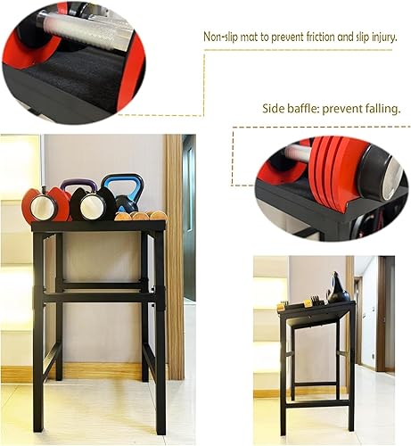 Miniatura 5 de Soporte para mancuernas y pesas rusas, color negro, resistente, ajustable, soporte de pesas para mancuernas, soporte de pesas para gimnasio en casa