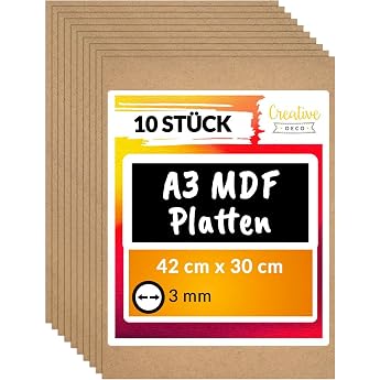 Creative Deco 10 x A3 MDF Panels 420 x 300 x 3 mm Wooden Art Boards