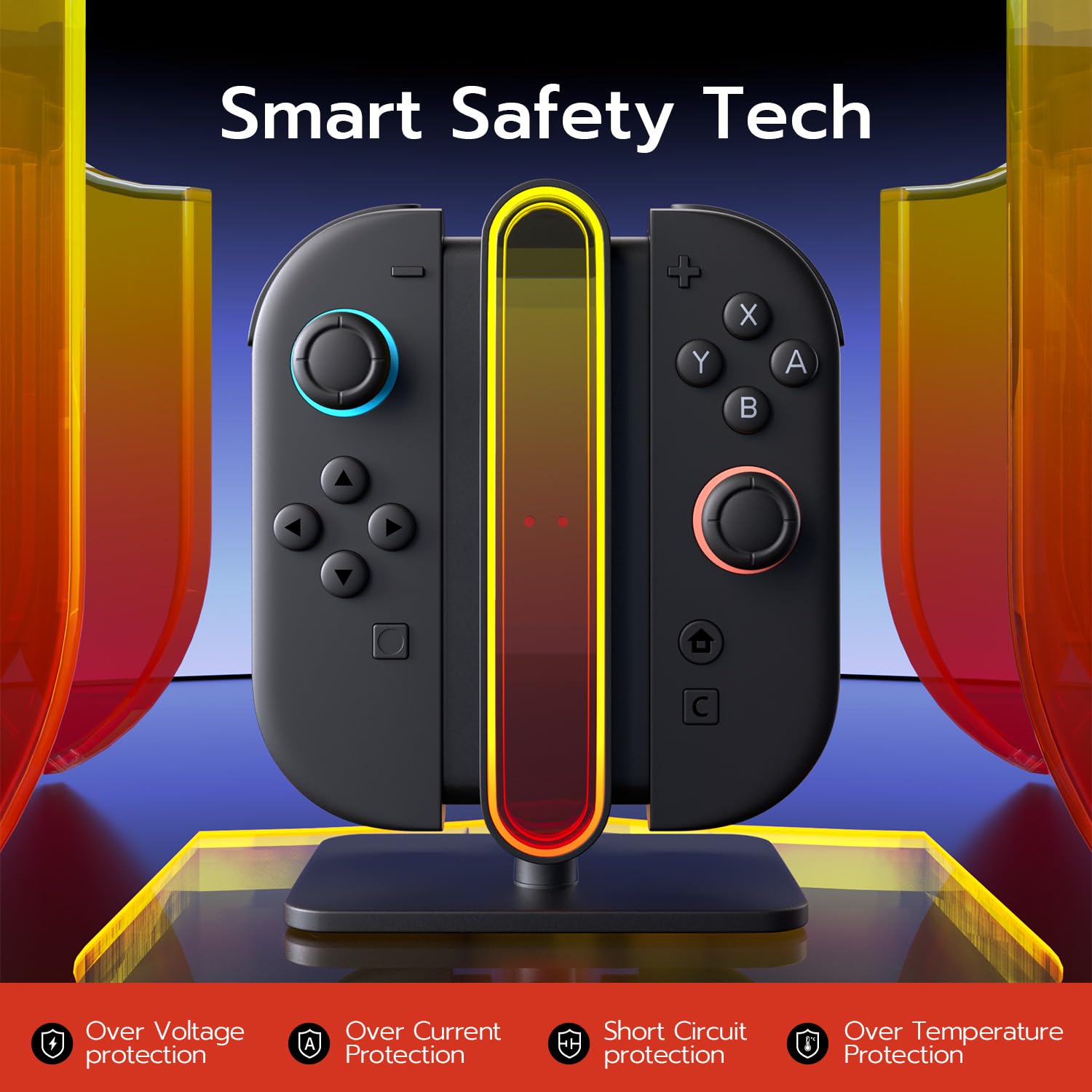 Mcbazel 4-in-1 RGB Charging Dock Compatible with Nintendo Switch 2 (2025), Magnetic Fast Controller Charger Station for S2, LED Indicators, Overcharge Protection, Switch 2 Accessories - Image 4