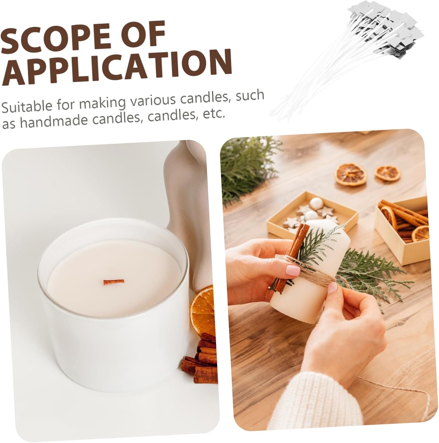 SOLUSTRE 50pcs DIY Candle Making Essentials Pre-Waxed Cotton Wicks Oil Lamp Wicks Cotton Wax Candle Kit