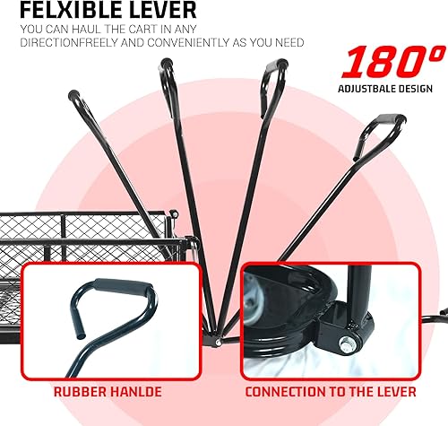 Miniatura 4 de Maylaviu Carrito de jardín, carrito con ruedas plegable con 900 libras, carros con ruedas mango giratorio de 180 y lados extraíbles, carro de jardín