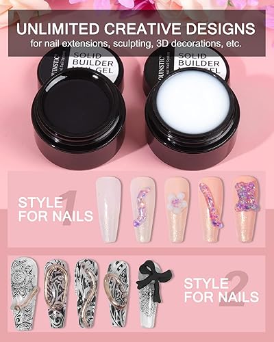 Miniatura 9 de LOUINSTIC Solid Builder Gel - Kit de gel duro no pegajoso con luz UV (0.7 onzas)