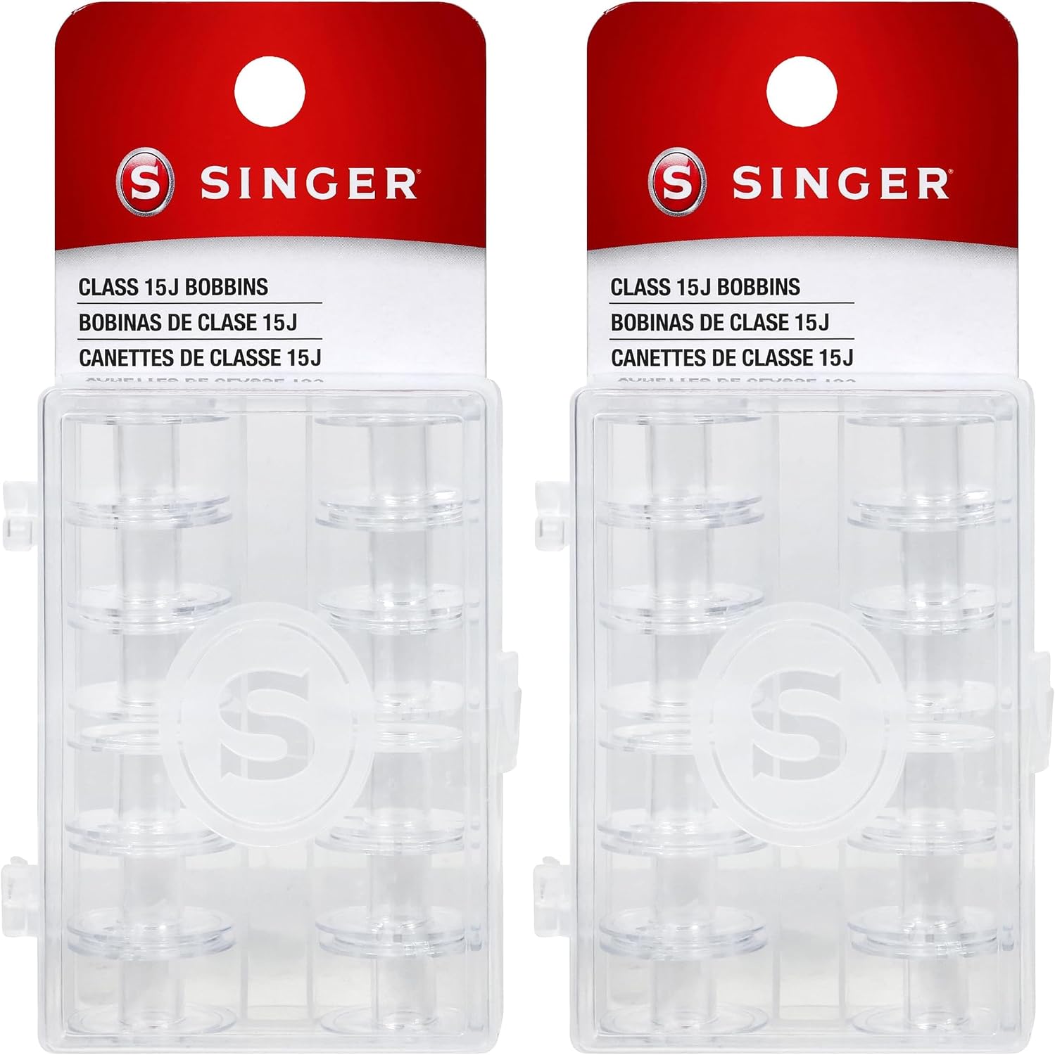 SINGER 06543 Class 15J Bobbins, Transparent, 12-Count