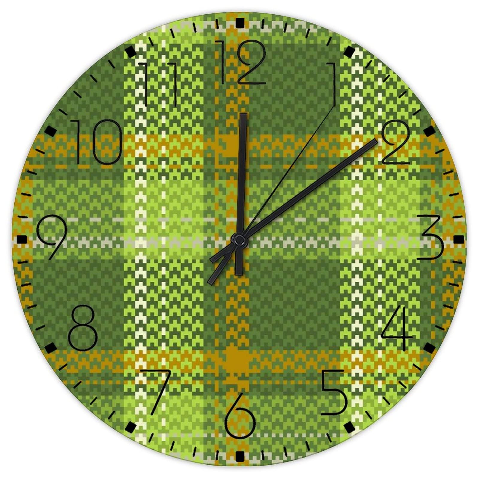 Horloge murale silencieuse ronde déco verte 38cm pour salle d'étude et bureau