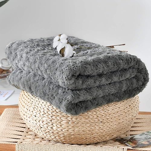 Vangao Manta con diseño floral de rosas grises, manta suave y acogedora, regalo para niñas, dormitorio, sofá, silla, cama, 50 x 60 pulgadas