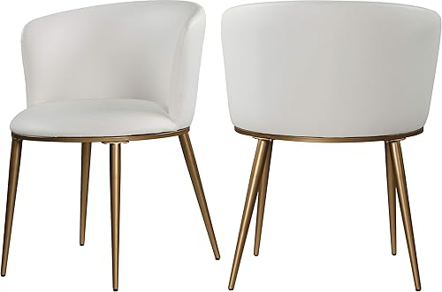 Meridian Furniture Skylar Collection Modern | Silla de comedor tapizada contemporánea con respaldo redondeado y patas de hierro resistentes, juego