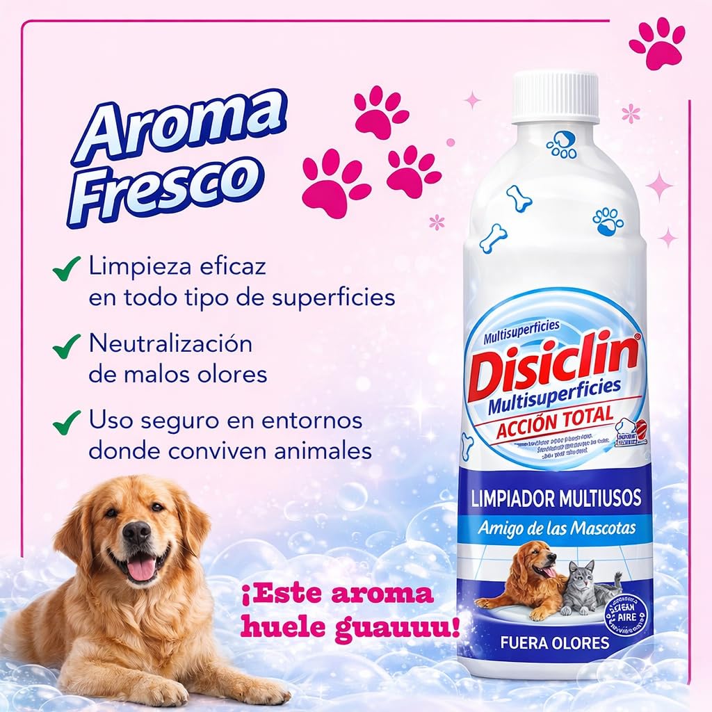 Rasmacor Disclin Mascotas Fregasuelos 1 Litro Pack 12 Unidades
