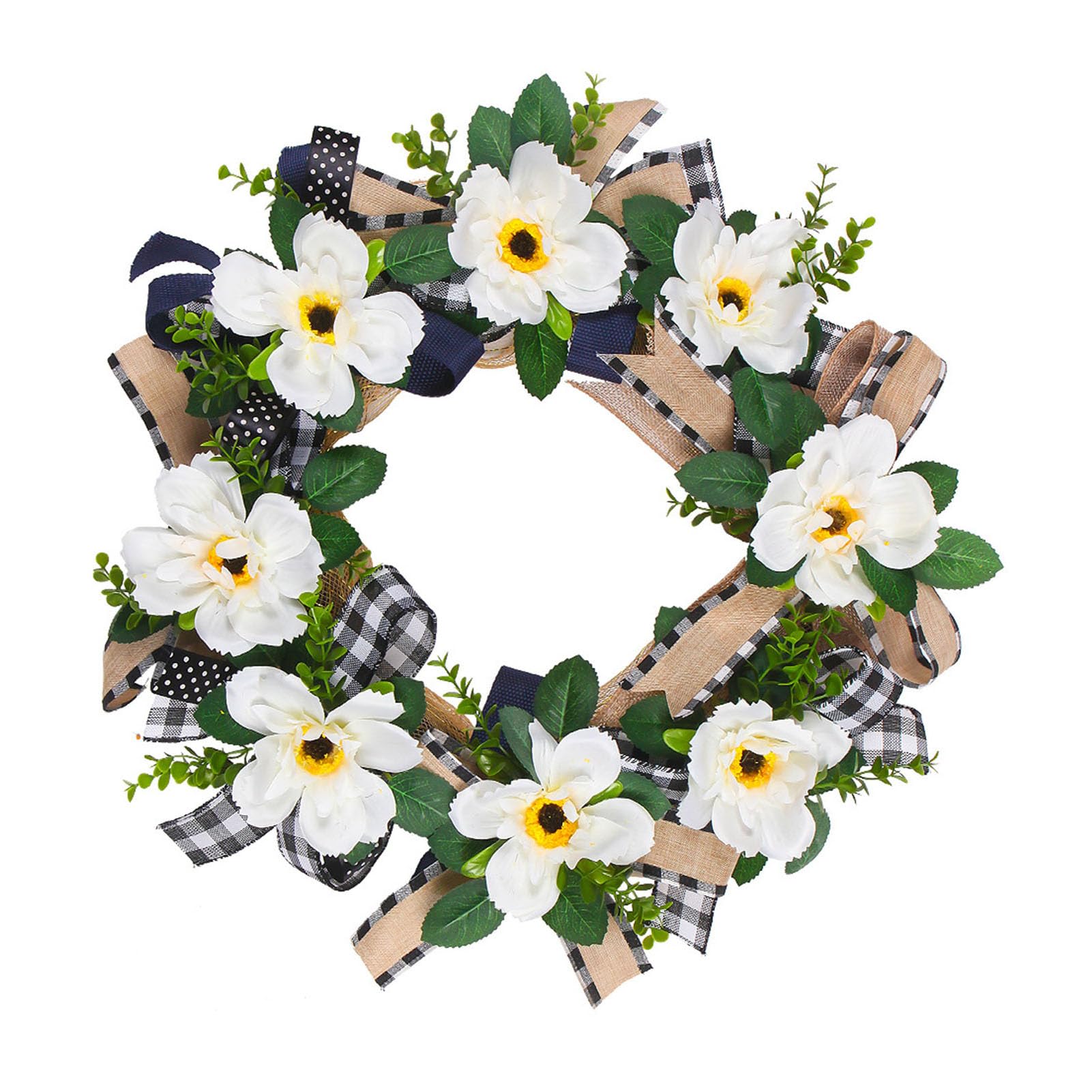 Buachois Artificial Floral Wreath, 50cm Seidenblumen Kranz mit Aufhängeschlaufe, für Haustür Wand Fenster Dekoration drinnen und draußen