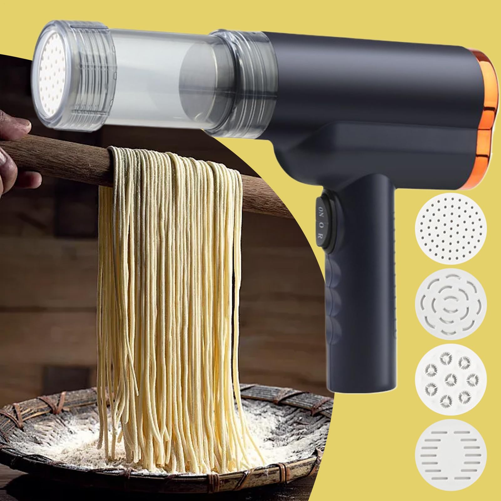 Elektrischer Nudelmacher | Pasta Maker Maschine | Mixer Handheld Tool mit 5 Arten Zubehör für die Herstellung von Pizza Essen Home Prep Küche Bäckerei
