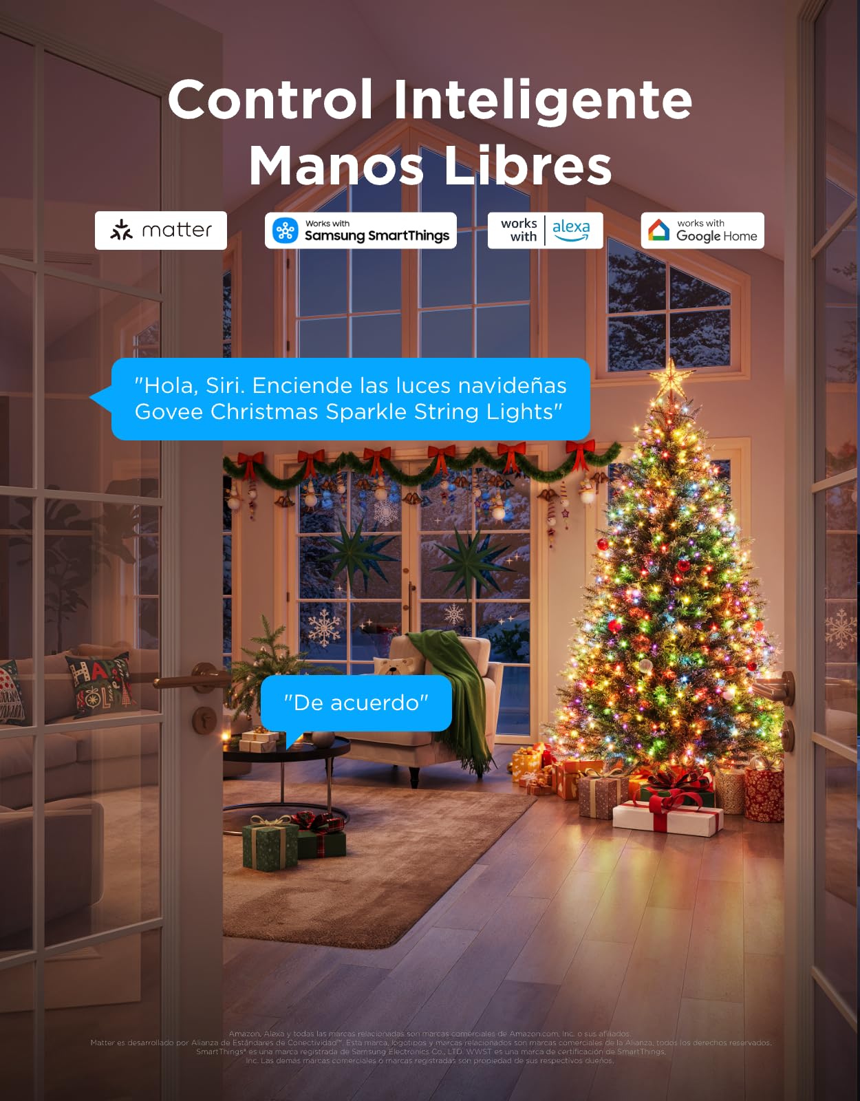 Govee Christmas Sparkle String Lights 20M, Control por Aplicación con Alexa | Decoraciones Navideñas para Interiores, Luces RGBWIC de con 250 LEDs, Más de 140 Modos de Escena