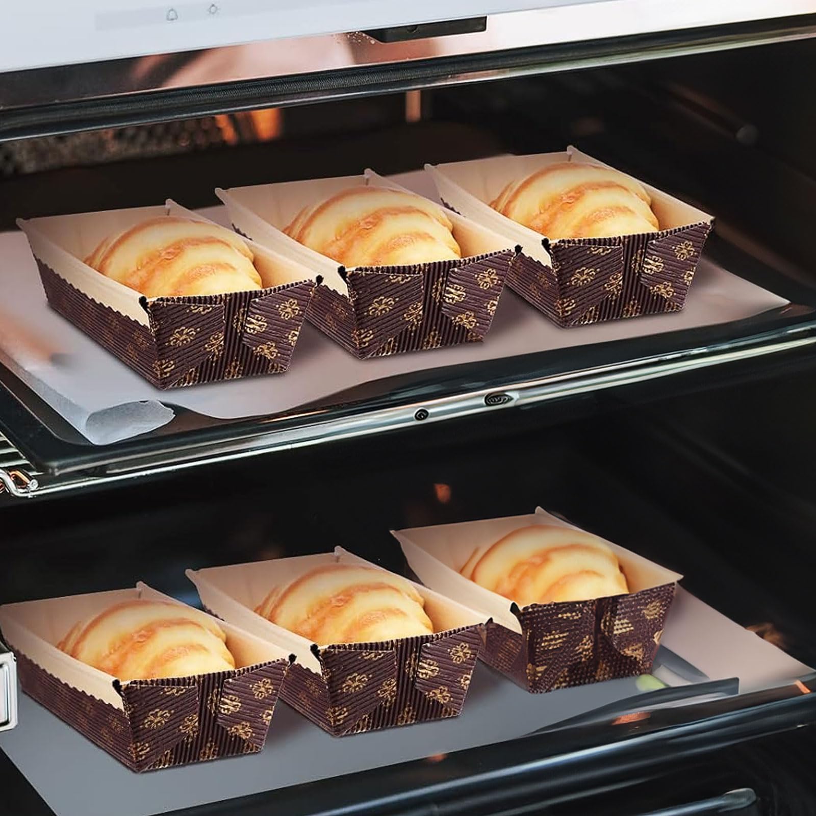 Einweg-Papier-Kastenformen, Einweg-Papier-Backform, Mini-Liner, Weihnachtsboxen, backbar, Kraftpapier für Brot, Kuchen, mikrowellen-, gefriergeeignet, 50 Stück
