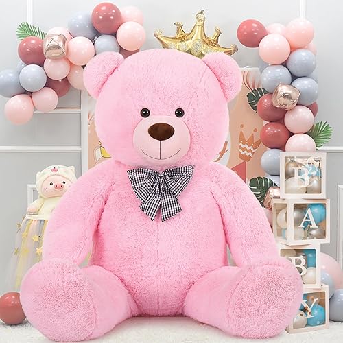 Miniatura 157 de MaoGoLan Oso de peluche color rosado gigante de 55 pulgadas, animales rellenos grandes y de tamaño real para novia Rosa,Azul,Marrón,Crema,Marrón