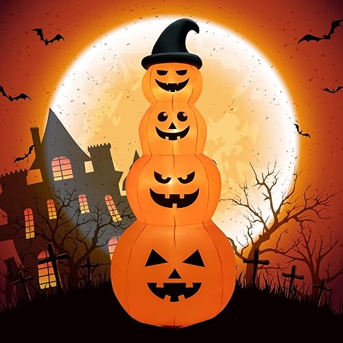 Decoraciones inflables de Halloween de 6 pies 3 fantasmas en calabaza espeluznante decoración de fantasma de calabaza inflable de Halloween con