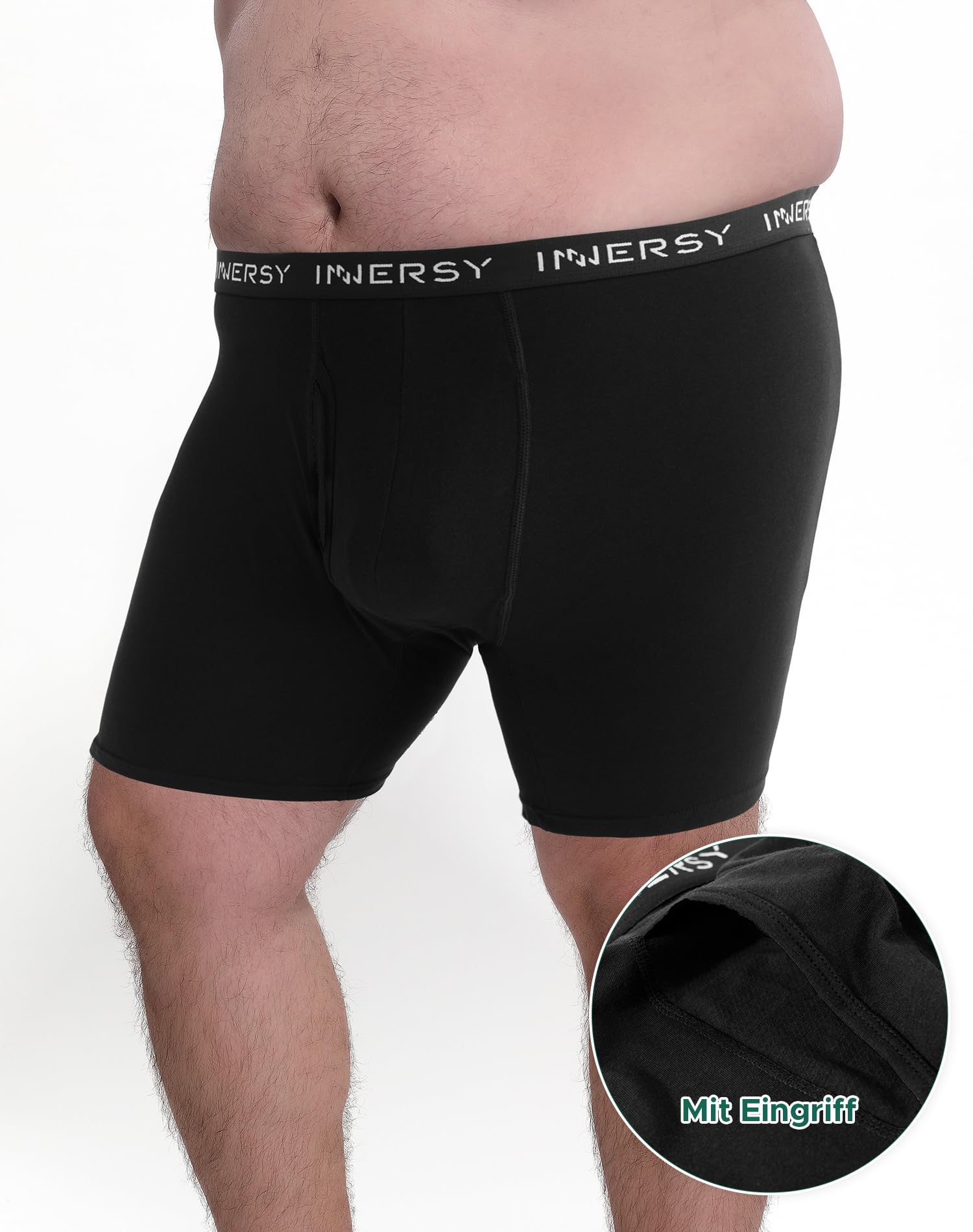 INNERSY Bokserki męskie, duże rozmiary, majtki męskie, bawełna, bielizna z rozporkiem, XL-6XL, 4 sztuki w opakowaniu