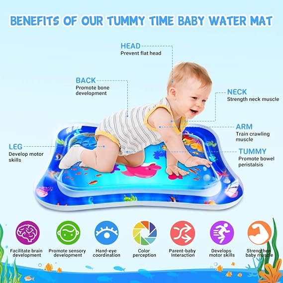 ZMLM Baby Tummy-Time Water Mat, Water Mat Baby Sensory (Blue)