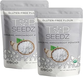 Top Seedz Certified USDA Organic Arrowroot Powder | Gluten-Free, Grain-Free Flour or Starch Food Thickener | Vegan, Kosher, and Nut-Free | 1lb Resealable Pouch (Pack of 2)