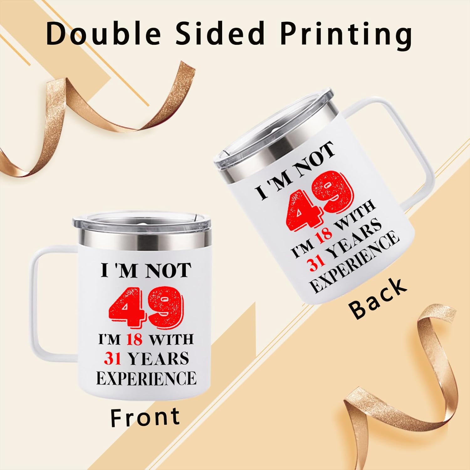 49th Birthday Gifts for Women Men, 1977 Happy 49th Birthday Gifts Decorations for Her Him, Turning 49 Year Old Birthday Presents Coffee Mug Cup, White, 12 Ounce - Image 2