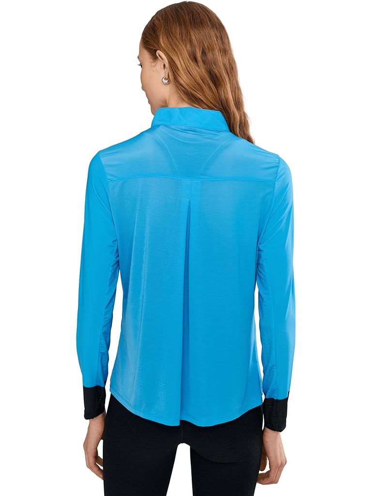 Blue Jamie Sadock Raindrops Print Long Sleeve Sunsense Top