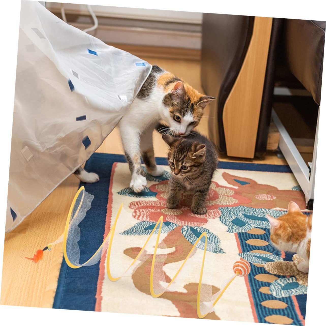 Yardwe 6stücke Interaktive Katzenspielzeuge Faltbarer Katzentunnel Und Kicking Toys Für Katzen Und Kätzchen Fördert Spiel Und Bewegung Farblich Gemischte Accessoires