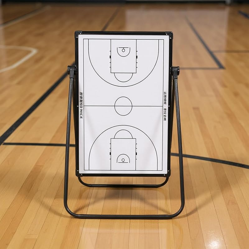 Pizarra blanca de entrenamiento de fútbol ajustable de doble cara con ruedas (Baloncesto-A)