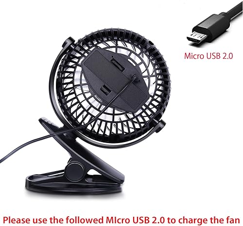 Miniatura 4 de SkyGenius mini ventilador de escritorio a pila con broche para enganchar color negro