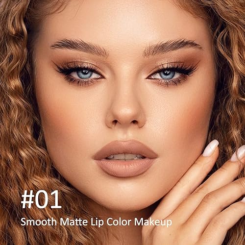 Miniatura 5 de Boobeen Juego de lápiz labial líquido mate y línea de labios, maquillaje de labios rojo nude, de larga duración, bolígrafos de lápiz labial