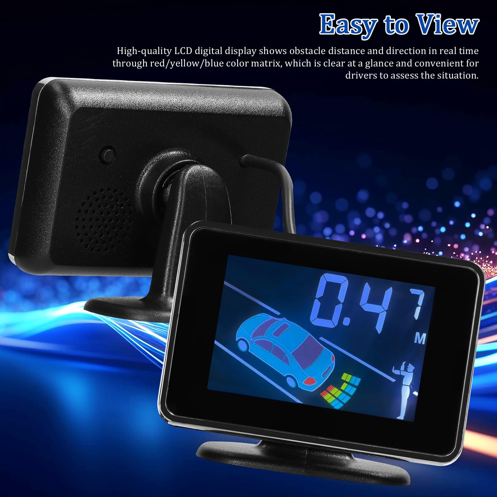 Sensori Parcheggio Auto con 8 Anteriore e Posteriore di Allarme Acustico/Buzzer/ Display LCD Distanza Regolabile Supporto Parcheggio Automatico