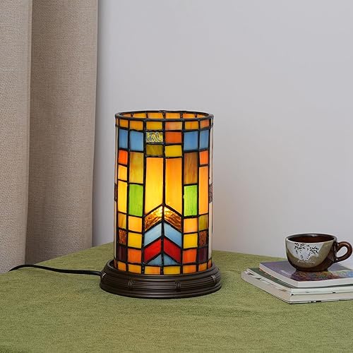 Miniatura 7 de Lámpara de mesa estilo Tiffany con vitrales bohemios, bloque para sala de estar, dormitorio, mesita de noche, florero, decoración pequeña, luz de