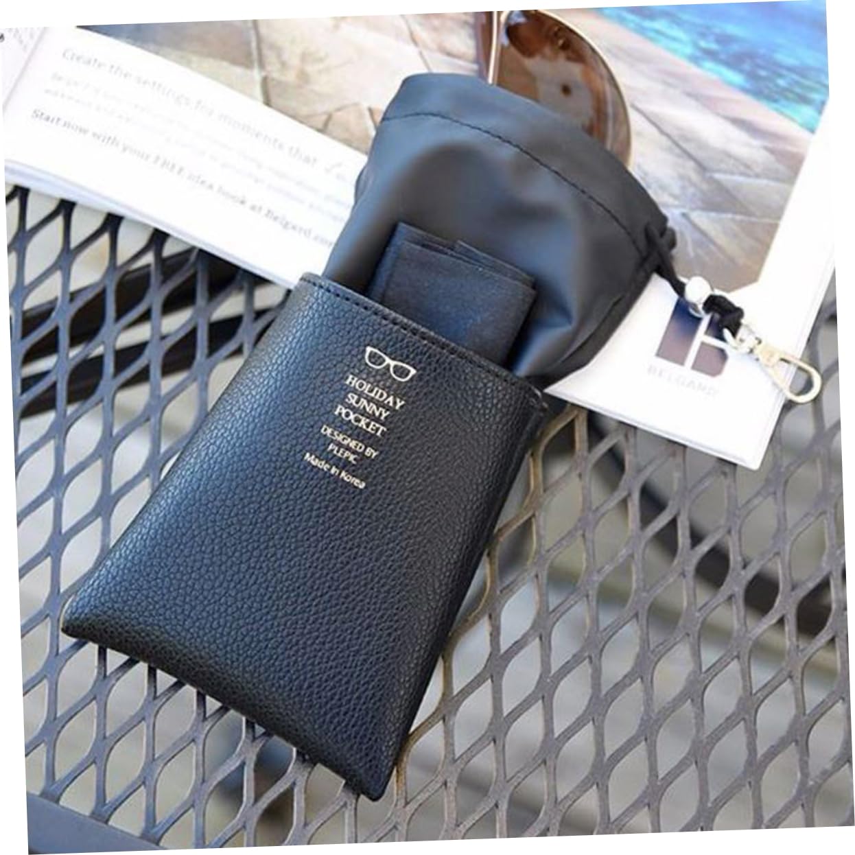 Weiche Brillenetui, Schutzhülle Brillenaufbewahrung Einfache Brillentasche Gürtel Mundtasche Brillentasche Tasche Bruchfeste Oberflächenaufbewahrungstasche (Color : Black, Size : 22 * 12cm)