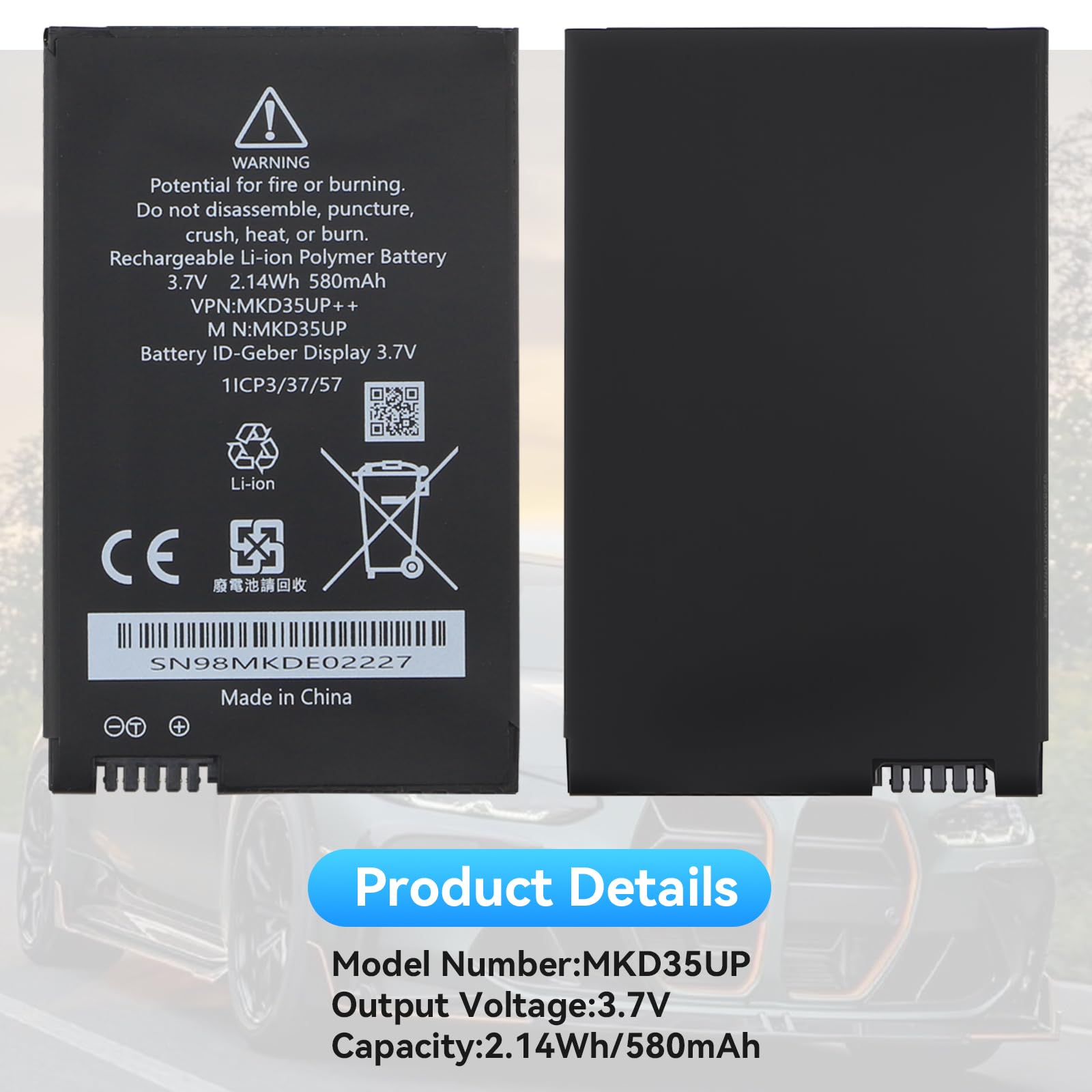 MKD35UP Ersatz Akku Für BMW 5, 6, 7, X3, X4, X5, X6 Series Remote Key 530le 530li 5301 730 740 745 760li i8 LCD Remote Key GT 630D GT 630I ID-Geber Display AG D-80788 9442976-01 1ICP3/37/57 6814351-01