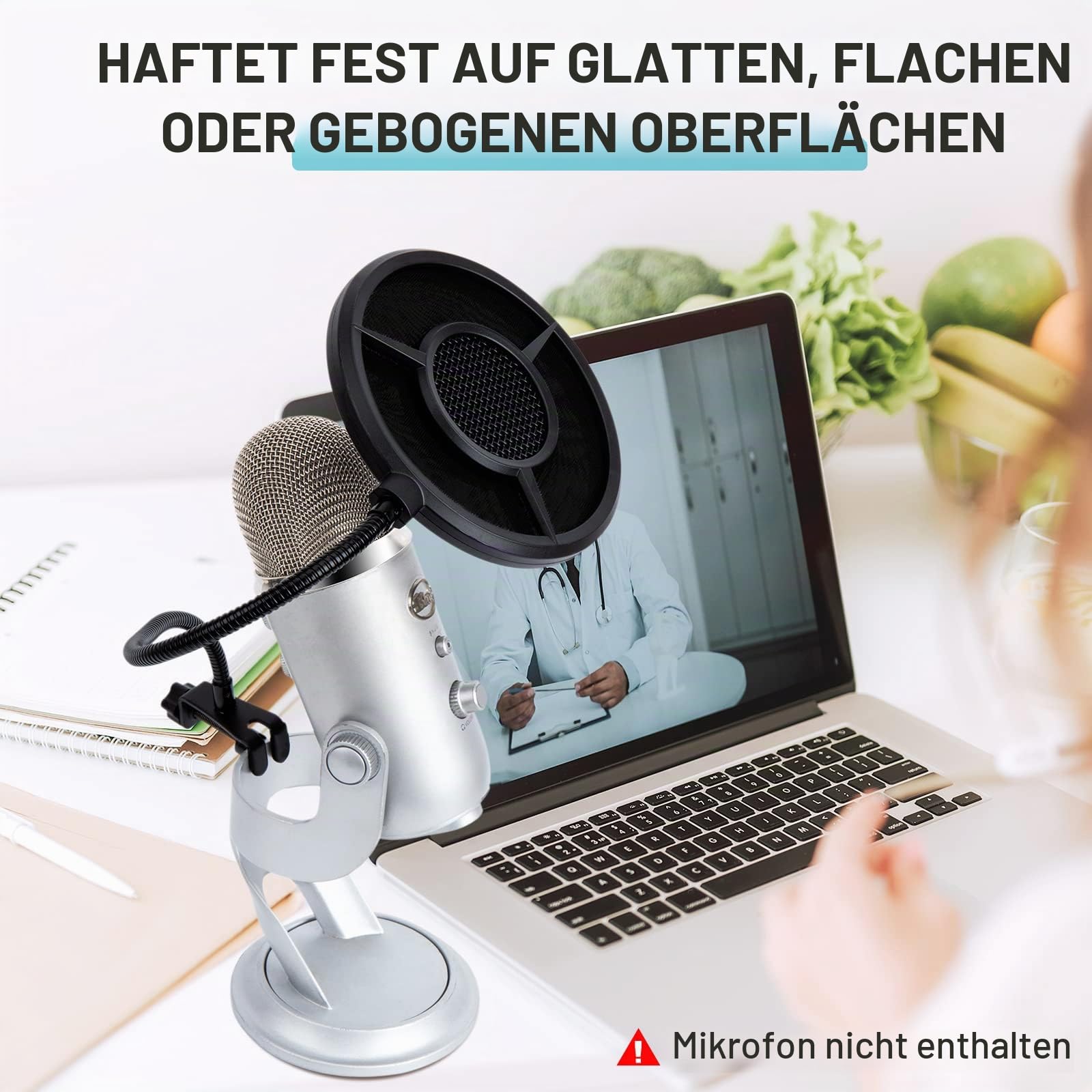 YOUSHARES Popschutz Mikrofon 6-Lagen Pop filter – Mikrofon Popschutz Schallschutz kompatibel mit Blue Yeti, HyperX QuadCast, Razer Seiren und anderen Mic, Metall Windschutz Mikrofon Pop Schutz