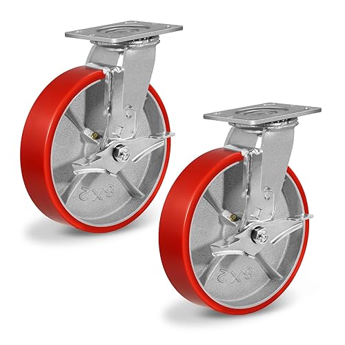 Miniatura 47 de Ruedas de 8 x 2 pulgadas, juego de 4 ruedas industriales resistentes, ruedas de poliuretano con fuerte capacidad de carga de 6000 libras