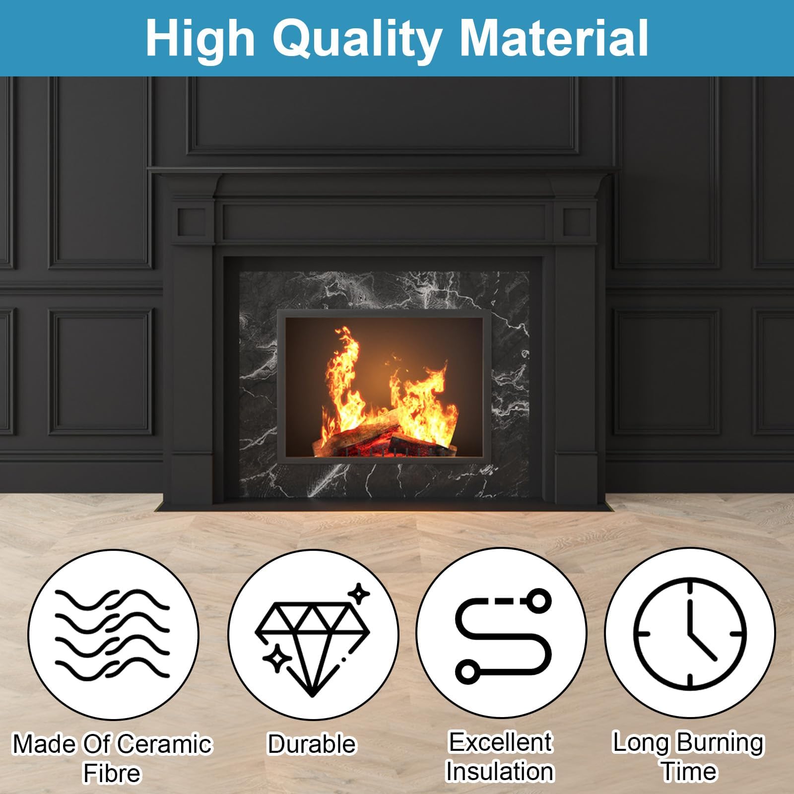 Lana CeráMica para Chimeneas de Etanol, 4 Piezas de Lana CeráMica para Bioetanol 30*10*2cm, Chimenea Estufa Interior Gel Etanol Esponja CeráMica para Quemador de Bioetanol