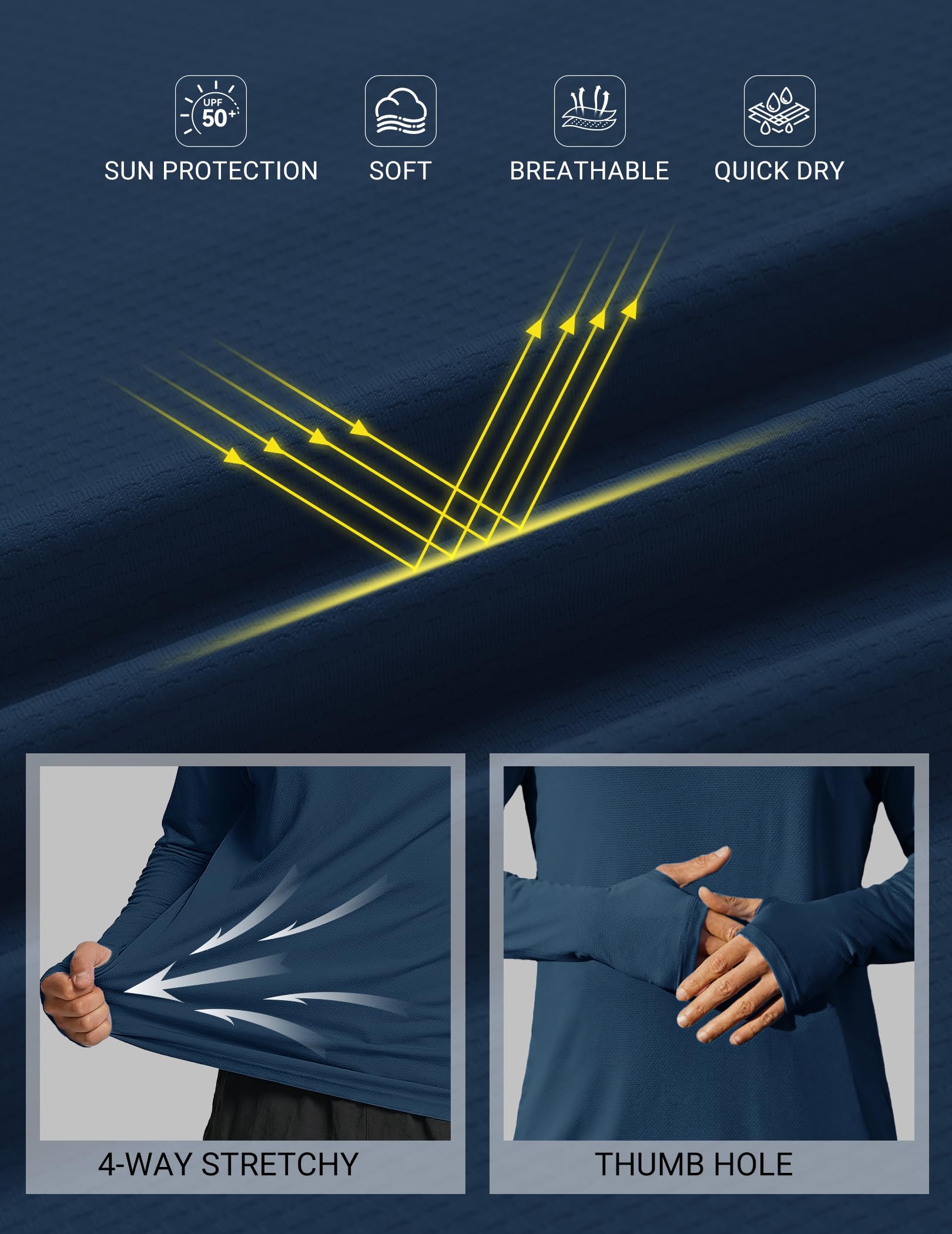 COOFANDY Sweat à capuche à manches longues UPF 50+ pour homme, protection solaire, léger, séchage rapide